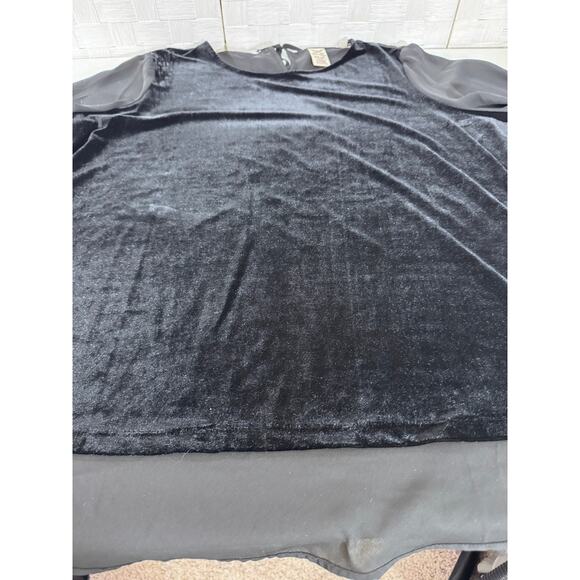 NWT!! "FADED GLORY" Black Velvet Sheer Shirt SZ XXL Goth Adams Family Dark Fairy - Picture 5 of 9